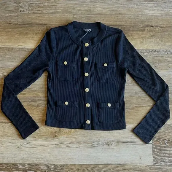 NWT J.Crew Womens Textured Lady Cardigan Sweater Gold Buttons M Old Money Preppy - Picture 3 of 8